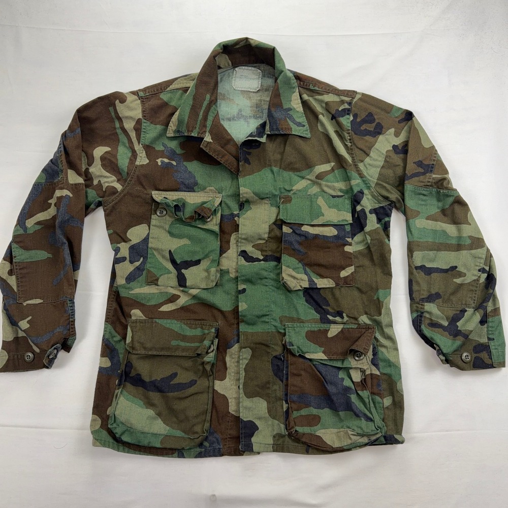 US Military BDU Woodland Camo Combat Jacket Coat Medium‎ Regular Green Brown